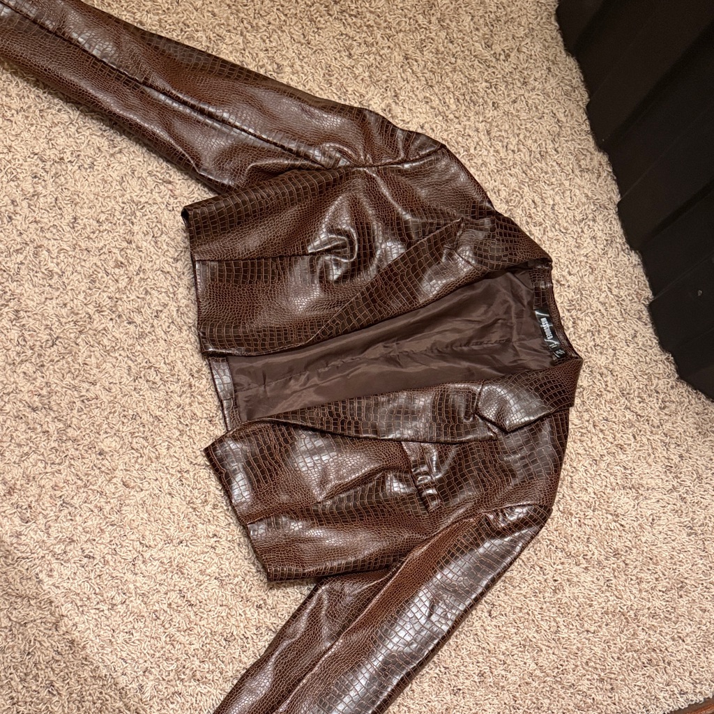 Brown Crocodile Pattern Womens Jacket